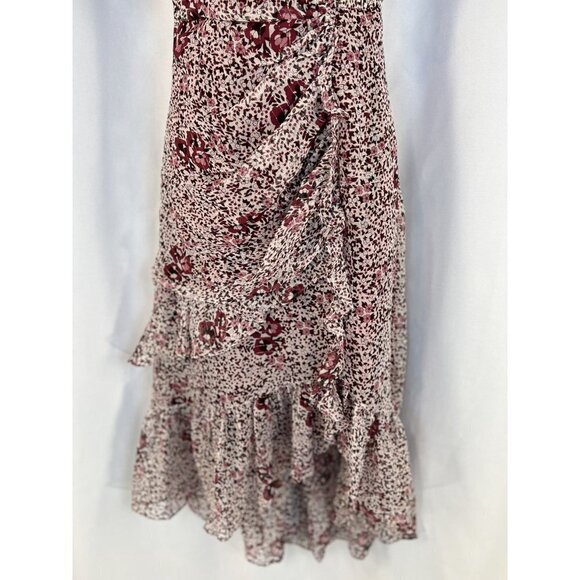 Shoshanna Maroon Gold Elnora Midi Dress $455 - Picture 6 of 14